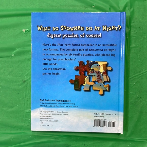 Snowman At Night Jigsaw PUZZLE  BOOK Christmas Caralyn Buehner Board Book RARE! - Picture 9 of 9